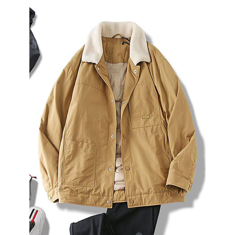 Lamb Wool Lapel down Jacket Men Short Winter Jacket Lightweight Cotton Jacket Export Cattle Goods Parka Cotton Coat Jacket