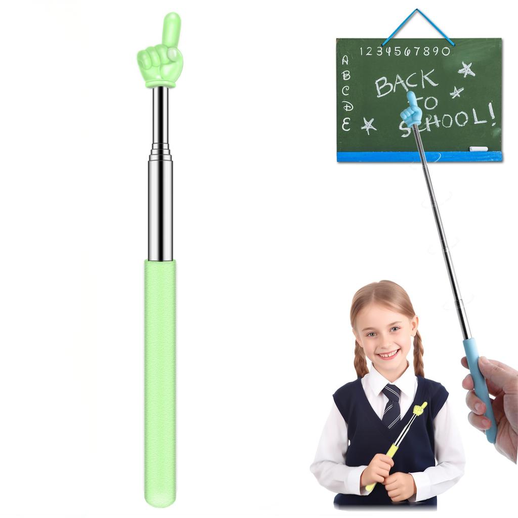 Retractable Teacher Pointer for Classroom Kids Reading, Extendable Finger Pointer Stick for School Long Telescoping Hand Pointer