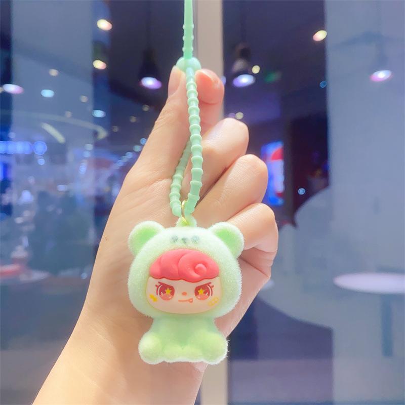 

Креативный флокированный сидящий девочка приливной игры милая кукла DIY брелок кулон для школьной сумки кулон-брелок