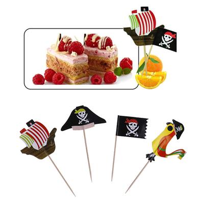 20Pcs Kuchen Topper Piraten Thema Obst Picks Einsatz Karte Halloween Party Decor