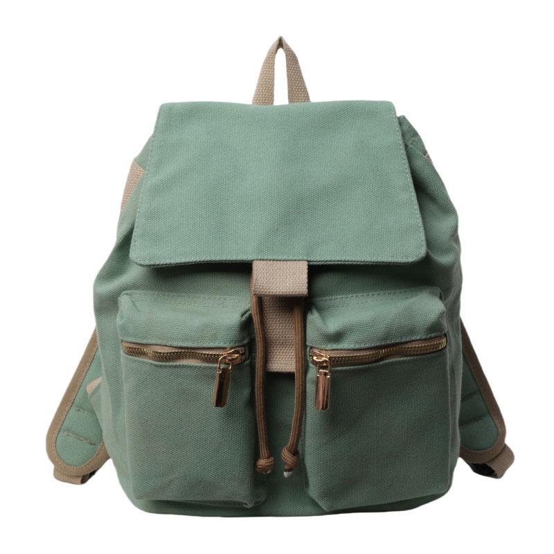 New solid color backpack college style versatile commuting large capacity student schoolbag women's backpack