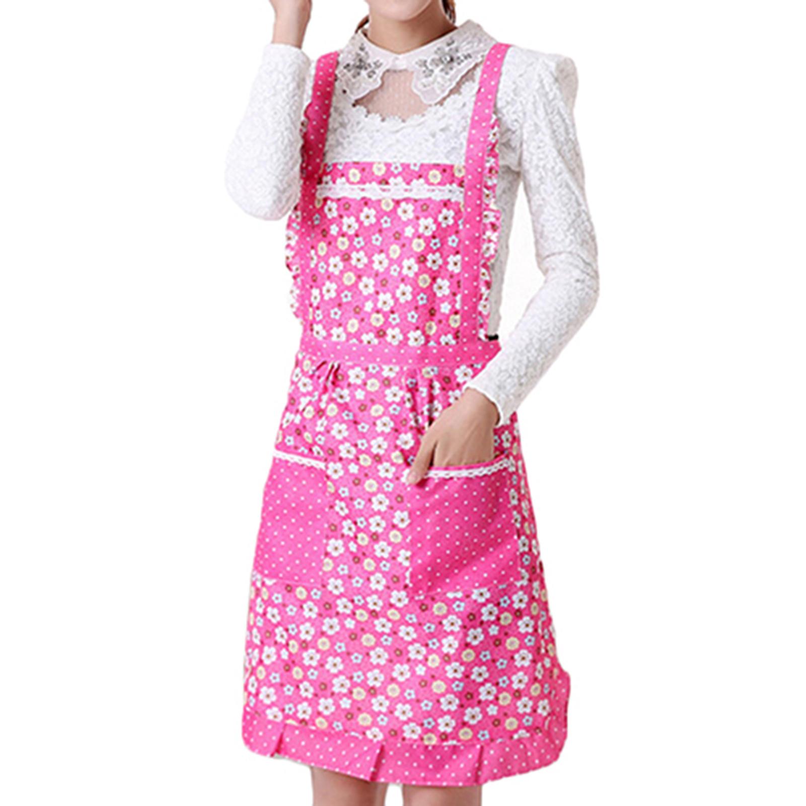 Tabliers De Cuisine Fleurs Vintage Femme 2 Pièces - Blauw Vert - Avec Poches - 73*65*44cm