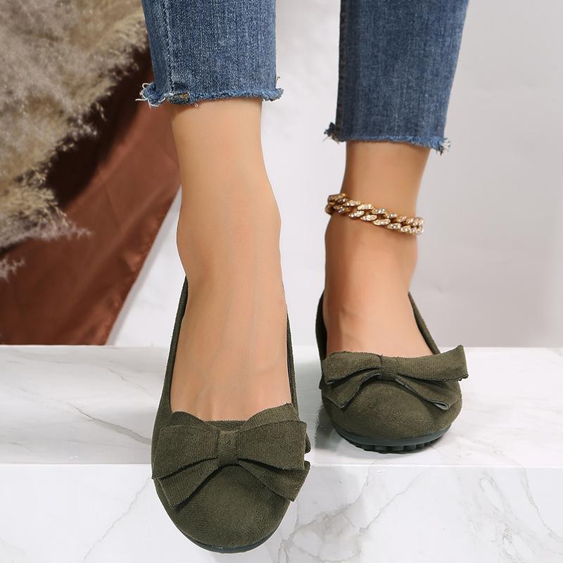 Women's Flats 2024 Spring Autumn Round Head Flat Shoes for Women  Non-slip Shoes Retro Bow-knot Shoes Soft Comfortable Shallow
