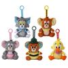 Tom and Jerry Plush Keychain Cartoon Checkered Style Tom Cat Stuffed Doll Pendant Bag Charm