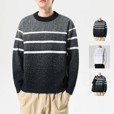 Pullover Herren Herbst und Winter Neu Locker Trendig Marke Gestreifter Pullover Rundhals Pullover Lässig Gestrickter Pullover Lässig