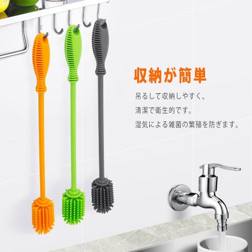 ddLUCK Long Handle Silicone Bottle Brush - BPA-Free 30.5cm Water Bottle Brush for Cleaning Sports Bottles, Vases, Thermoses, and Glassware (1 Piece -