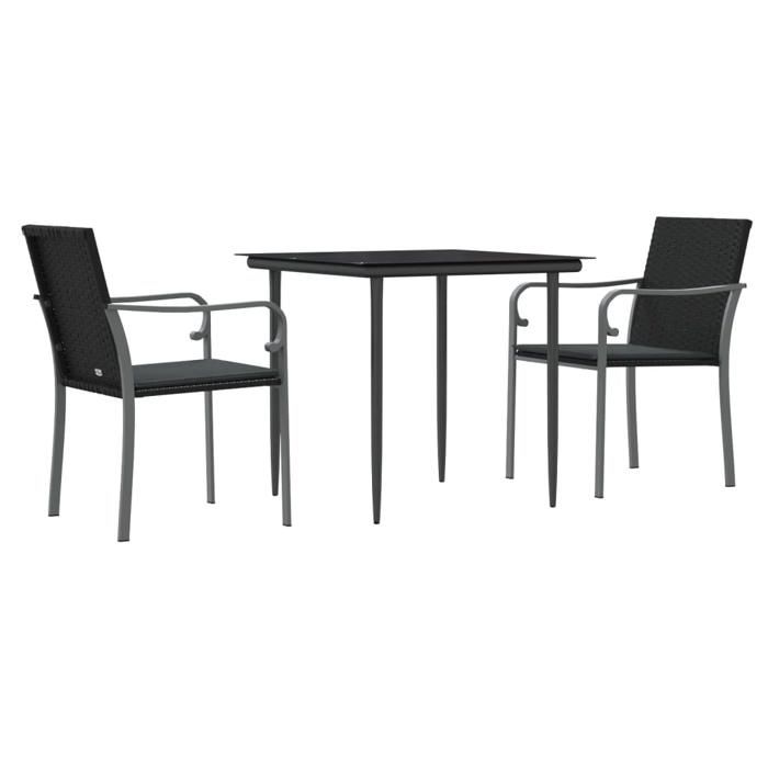 VidaXL Garden Dining Set with Cushions 3 Pcs, Dining Chairs with Armrests, Furniture Set with Table, 3186939