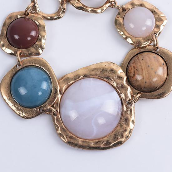 Închizătoare cu cârlig ușor, lanț de zale, brățară retro, piatră neregulată exagerată, brățară pentru femei, decor manual