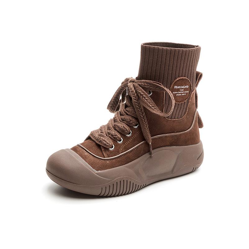 High-top Ankle Boots, Versatile Mid-calf Slim Boots, Casual Women's Shoes