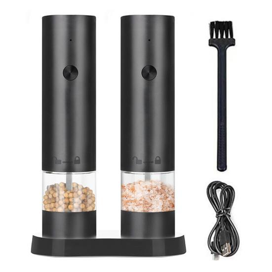 Elektrisches Salz- und Pfeffermühlen-Set mit eingebauter LED-Leuchte, einstellbare Mahlgrad, Gewürzmühle, wiederaufladbar, Küchenutensilien, Geschenk