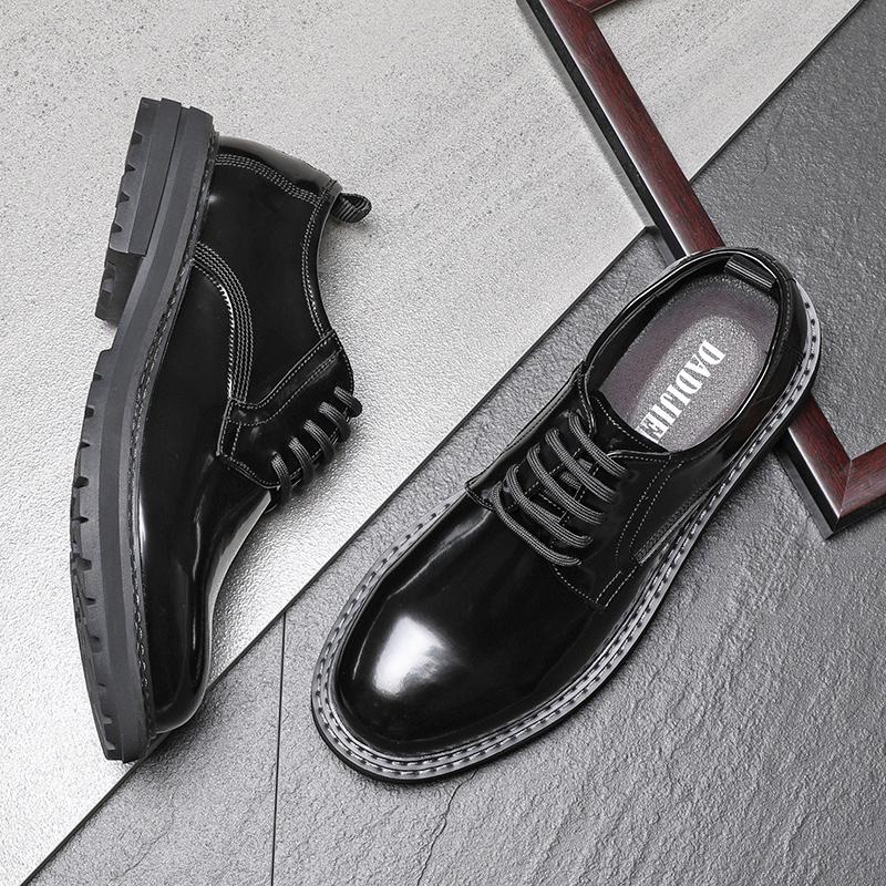Fashion Lacquer Leather Men's Shoes Fashionable Minimalist Design Style Outdoor Leisure Business Party Wedding Dress Adult Black Shoes