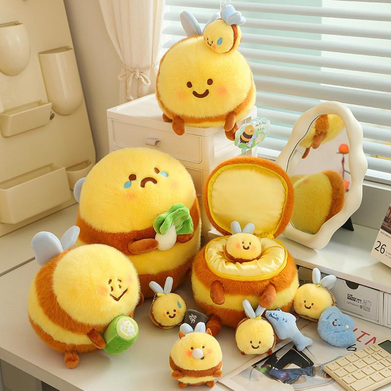 Lovable Thegreenparty Bee Plush Keychain Soft And Squishy Stuffed Animal Ornament For Bags And Keys