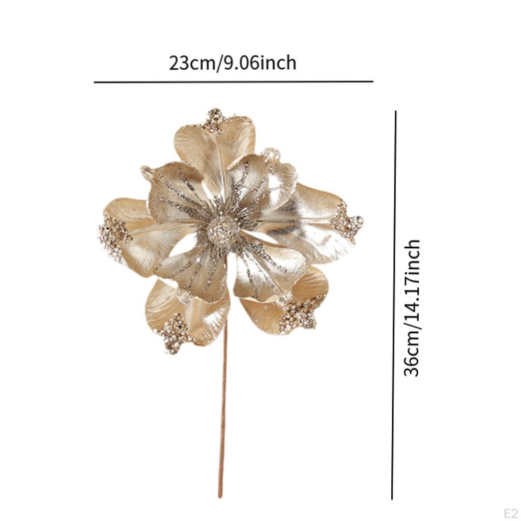 Christmas Poinsettia Arrangement, Floral Pick with Artificial Flower Stem for Seasonal Displays