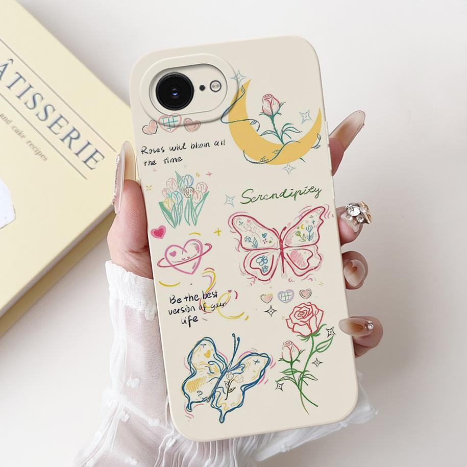 For iPhone 16E Case Popular Flower Cartoon Silicone Phone Cover For iPhone16E Funda For iPhone SE 2025 SE4 Shockproof Soft Cover