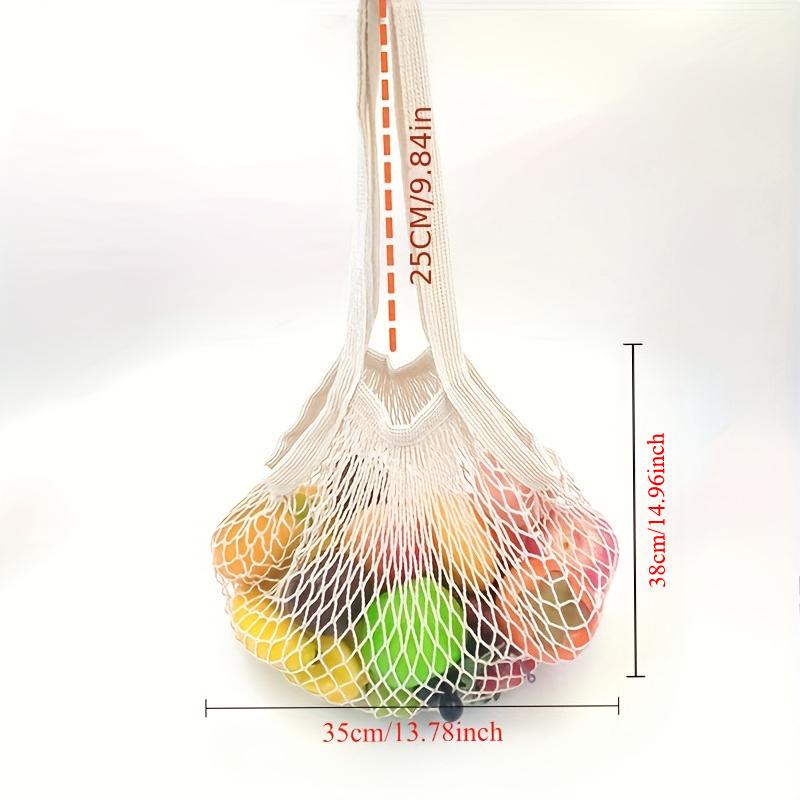 Netz-Einkaufstasche, Wiederverwendbare Obst- und Gemüsenetze, Netz-Tragetaschen mit langen Griffen, Baumwoll-Kordeltaschen, Obst- und Gemüsetaschen