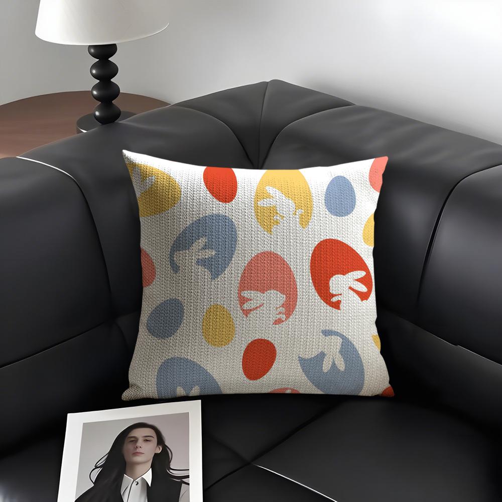 Easter Hot Cushion Cover Natural Linen Organic Fabric DoubleSided Printing Sofa Home Decor Gift Pillow Case