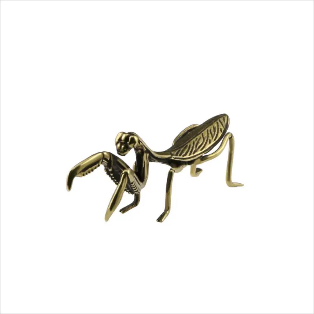 1pc Brass Mantis Small Ornaments, Tea Pets Solid Copper Insects Antique Copper Micro Sculptures Copper Art Small Ornaments