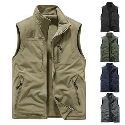 Men's Double Sided Vest Men's Outdoor Sports Vest Plus Velvet Vest Sleeveless Jacket