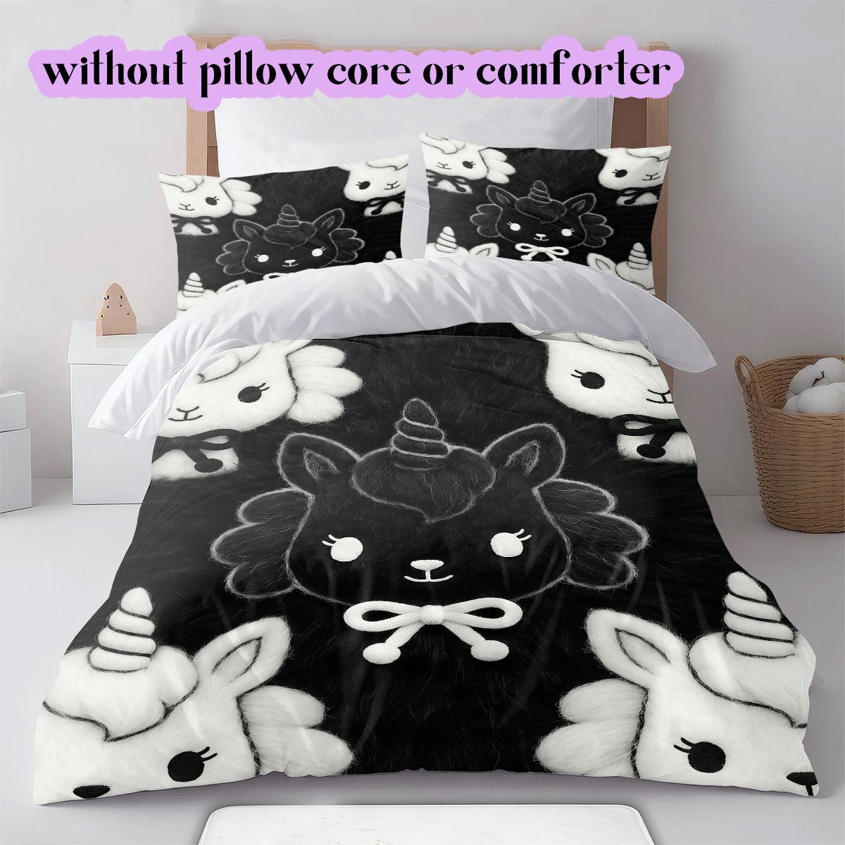 

Black white animals Pattern Bedding,Quilt Set Quilt Cover Pillowcase Home Birthday Gift (1*duvet cover+2*pillowcase,without core) 135x200cm