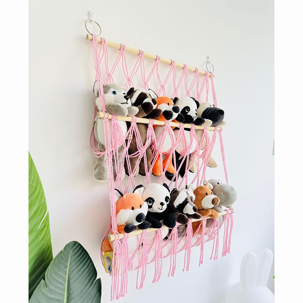 2025 New Stuffed Animal Toy Net Hammock Wall Hanging Organizer 2 Layer Design Easy to Install Display Plush Toy Storage Hammock