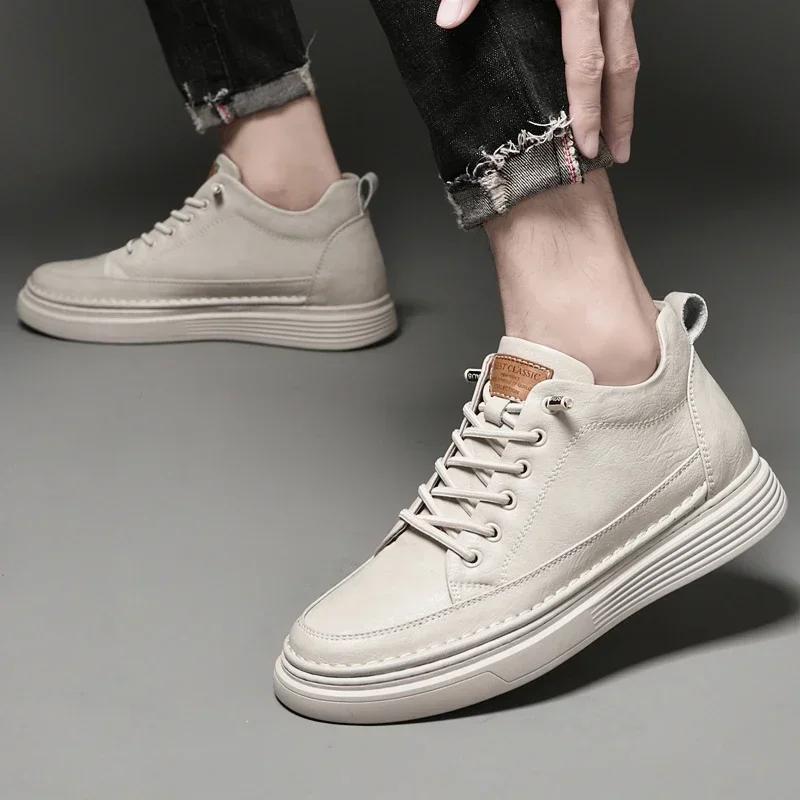 New Men's Sneakers Genuine Leather Casual Shoes Fashion Designer Office Shoes Comfort Walking Sapato Masculino Zapatillas Hombre