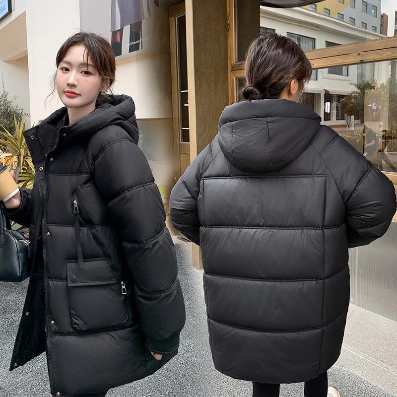 Down cotton jacket women's 2025 winter new cotton suit, Korean version mid-length thickened hooded bread padded jacket women's loose