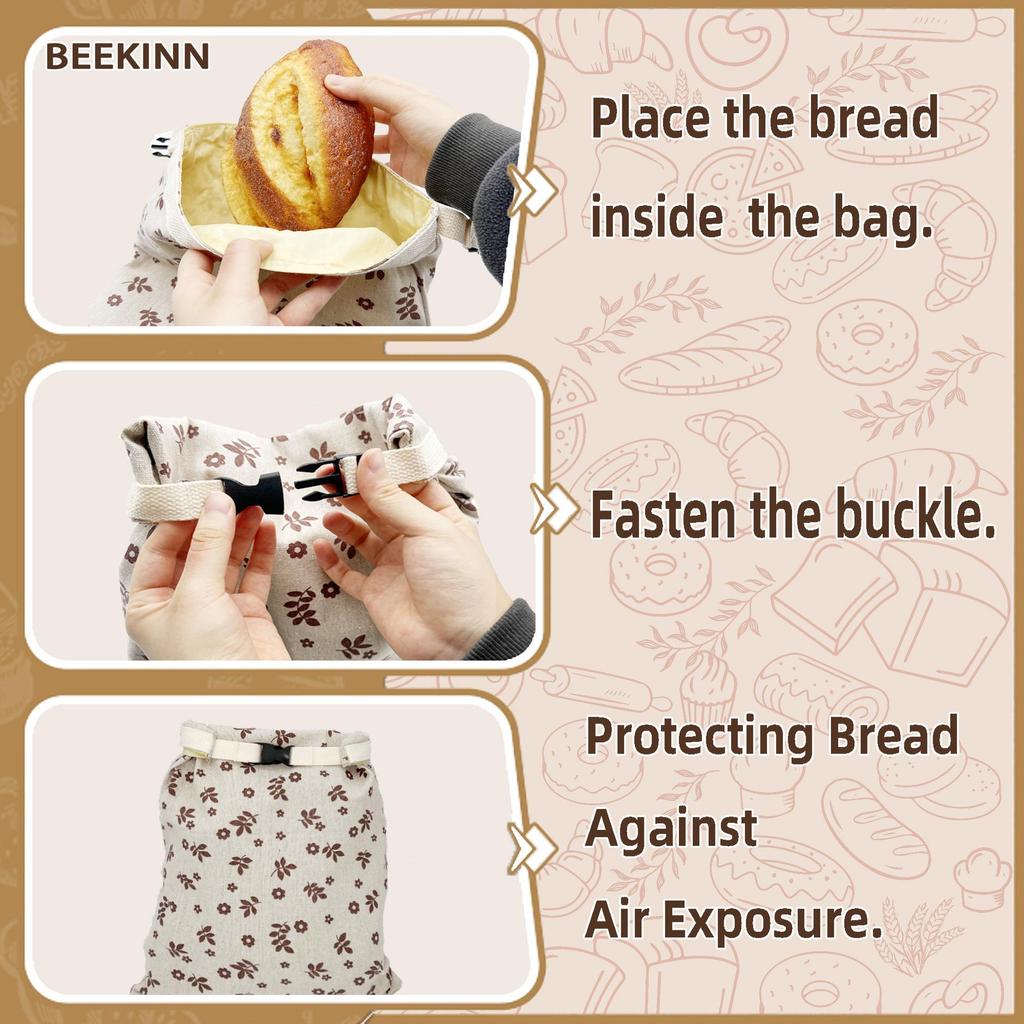 Eco-friendly Reusable Beeswax Bread Bag - Double-layer Linen Cotton for Freshness