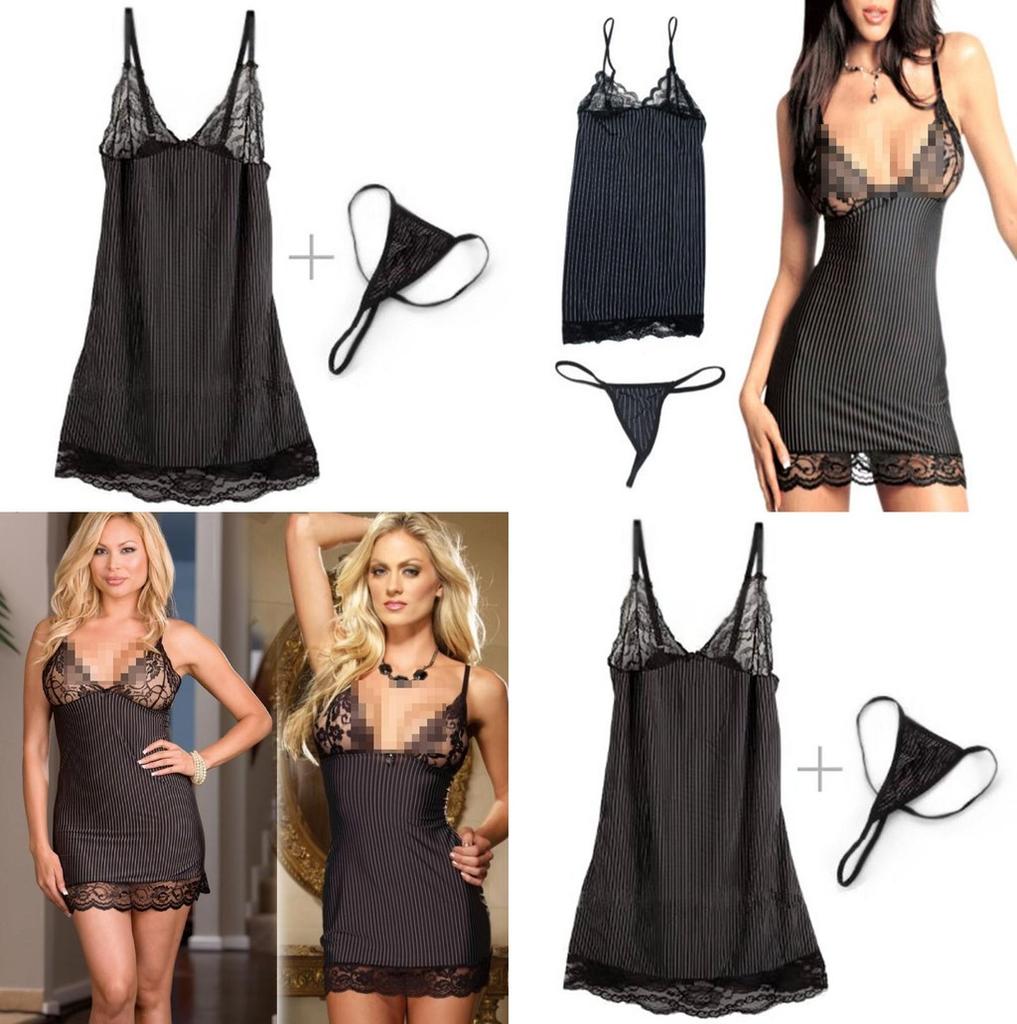 Polyester Lingerie Nightgown With Lace Trim For Female Sleepwear