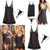 Polyester Lingerie Nightgown With Lace Trim For Female Sleepwear