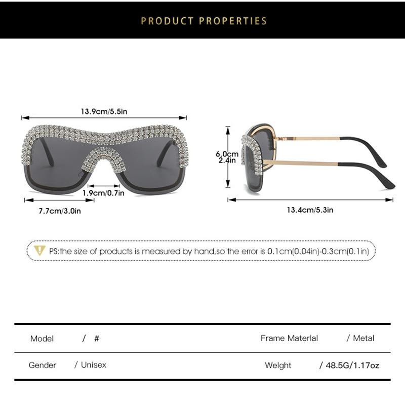 Premium Y2K Vintage Punk Diamond Rimless Sunglasses ladies Sun Glasses  Designer Trend Fashion Luxury Crystal Rhineston Metal Shades