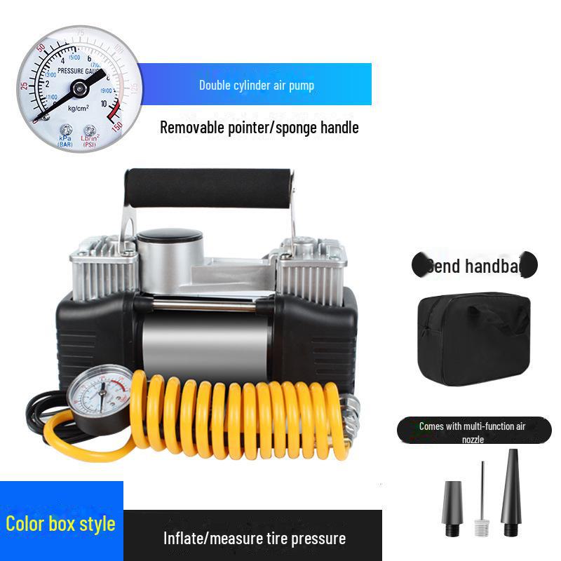 

Високопотужний 12V металевий автомобільний шинний насос з двома циліндрами