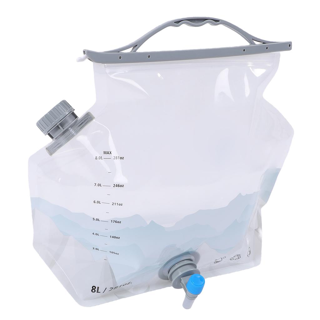 8L Water Storage Bag Large Capacity Faucet Design Portable Foldable Water Container Bag for Camping