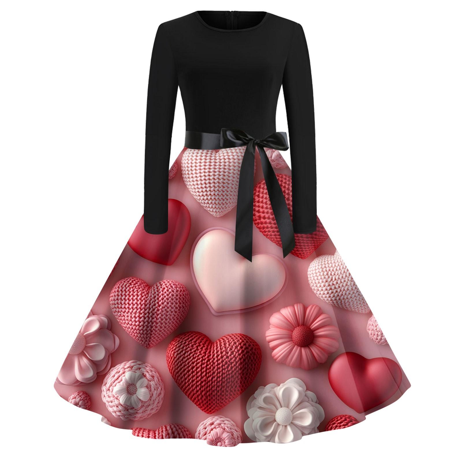 

Женские модные повседневные облегающие платья с круглым вырезом и длинными рукавами на День святого Валентина XXXXL