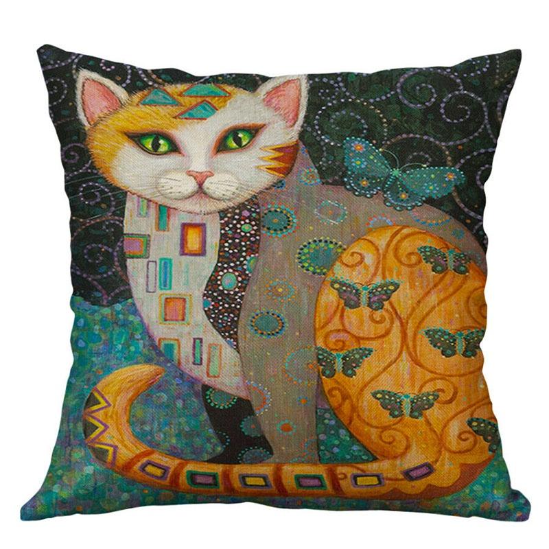 Square 177" Vintage Cats Pillow Case Cover Sofa Waist Cushion Covers Home Decor