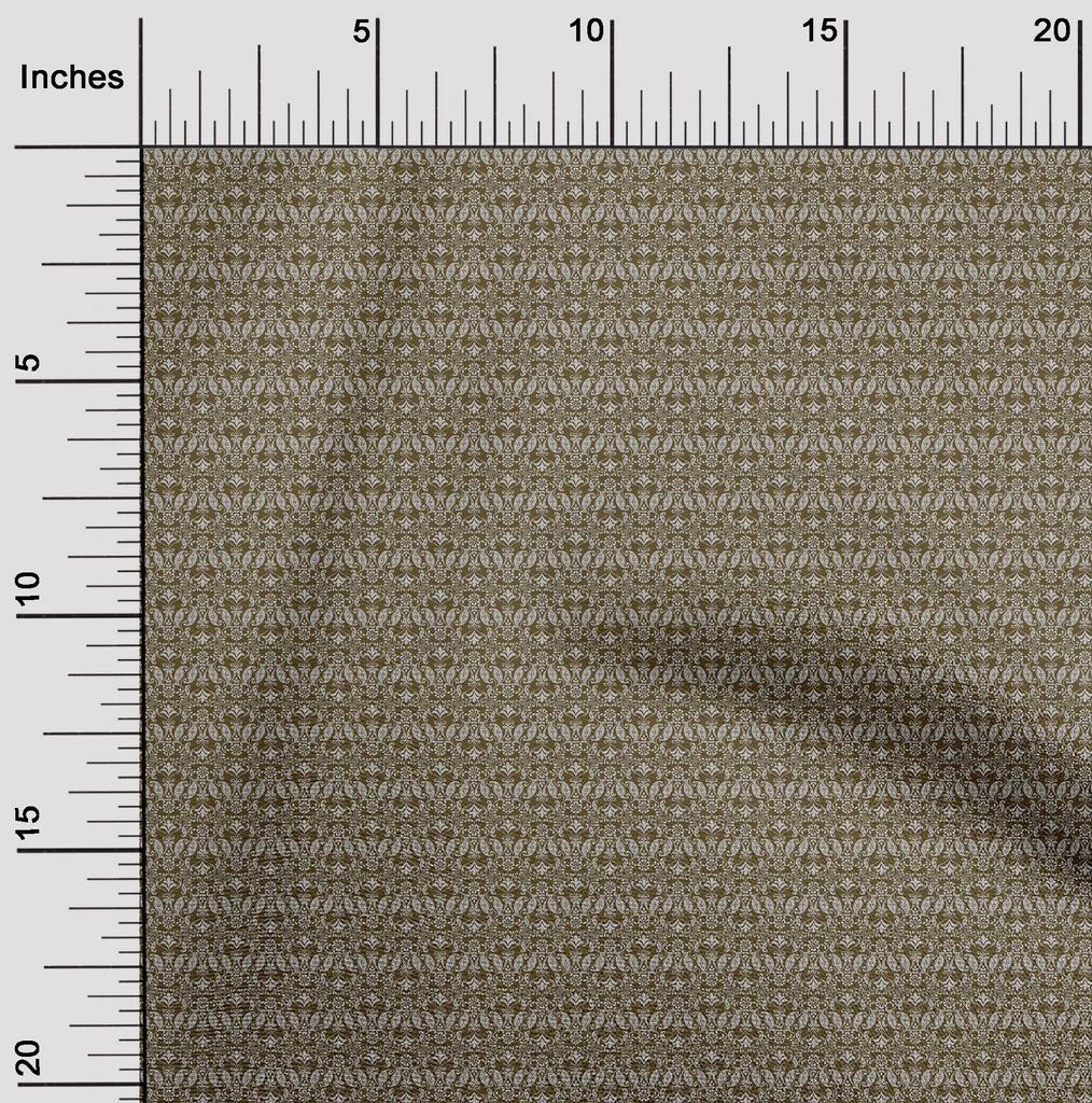 oneOone Cotton Flex Dark Olive Green Fabric Floral Fabric For Sewing Printed Craft Fabric By The Yard 40 Inch