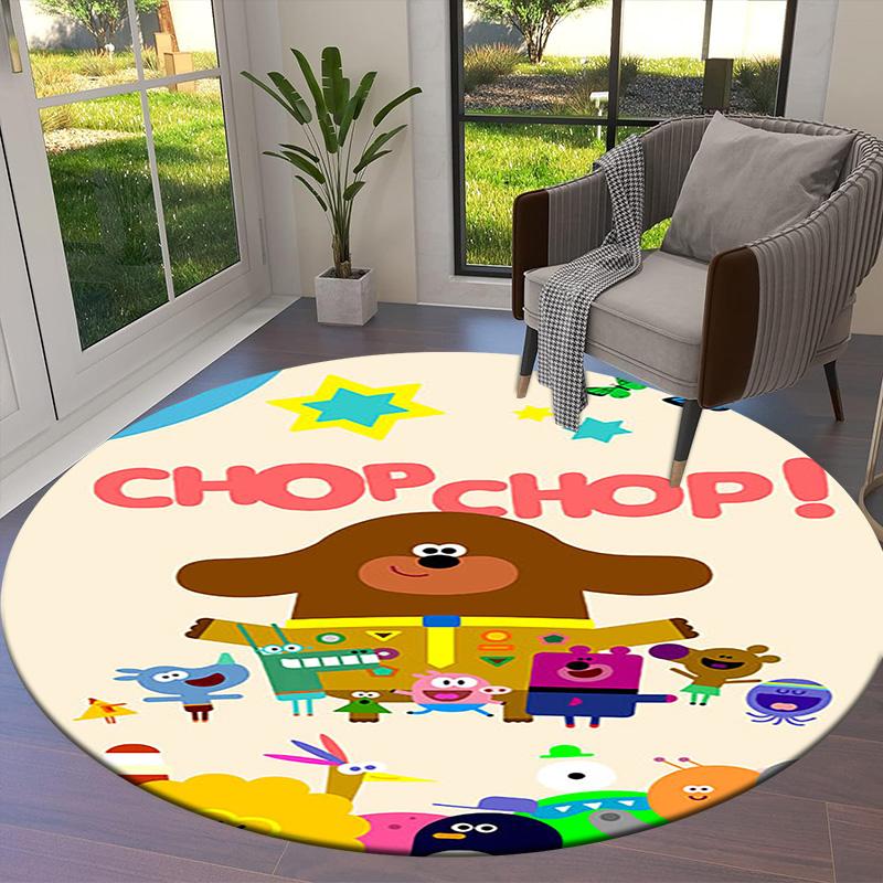 Hey Duggee Round Area Rug,Carpet Rug for Living Room Bedroom Sofa Playroom Decor,Non-slip Floor Mat