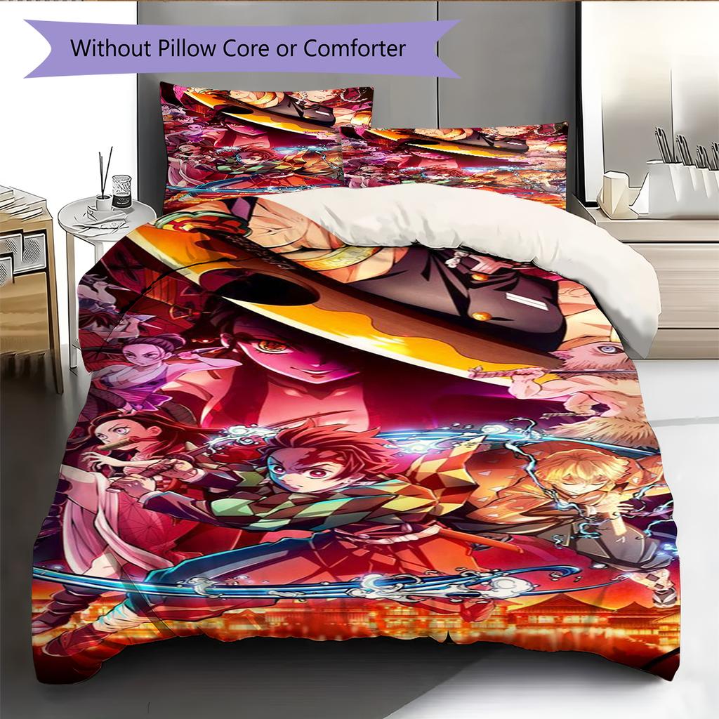 Cartoon Pattern Bedding Quilt Set Quilt Cover Pillowcase Home Decoration Birthday Gift (1 * Duvet Cover + 2 * Pillowcase, Without Core)