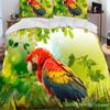 Bunte Papageien Aras Vögel Bettdecke Bettwäsche-Set, Bettbezug Bett-Set Steppdecke Kissenbezug, King Queen Size Bettwäsche-Set Erwachsene
