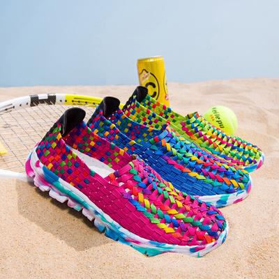 Scarpe pigre da spiaggia intrecciate estive Scarpe da ginnastica da donna morbide in tessuto casual da esterno