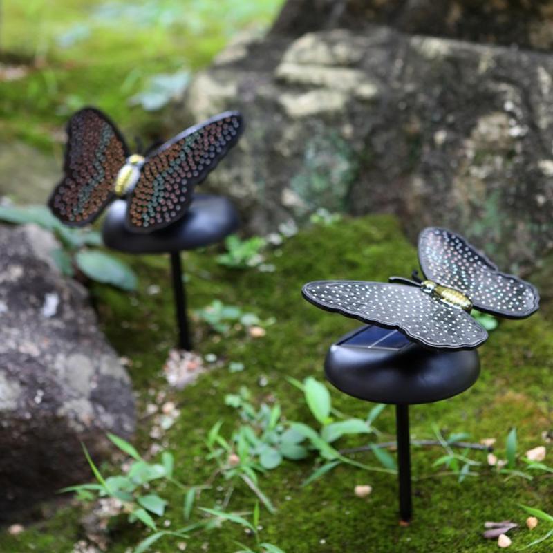 Solar Butterfly LED Wall Light RGB Color Changing Outdoor Waterproof Decor Lamp Garden Yard Fence Patio Landscape Lighting