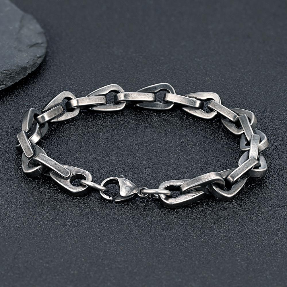 Punk Heavy Horseshoe Link Chain Bracelets for Men Vintage Oxidized Clip Chain Wristband Chunky Jewelry