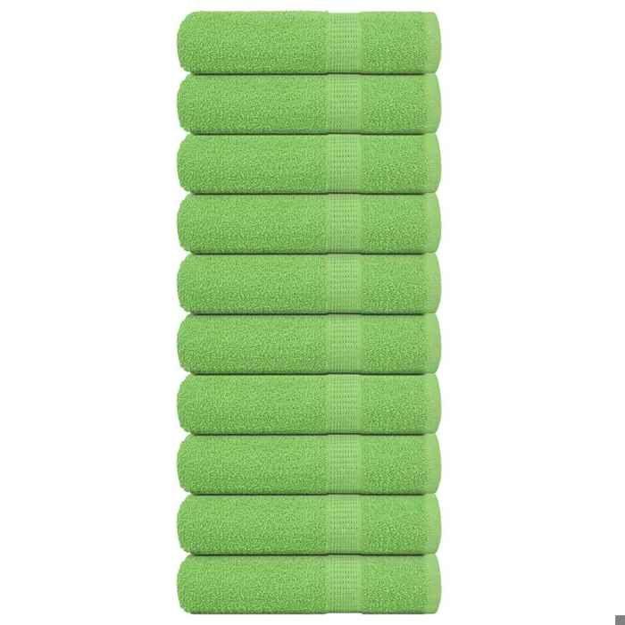 VidaXL Serviettes de bain 10 pcs vert pomme 100x150 cm 100% coton 137030