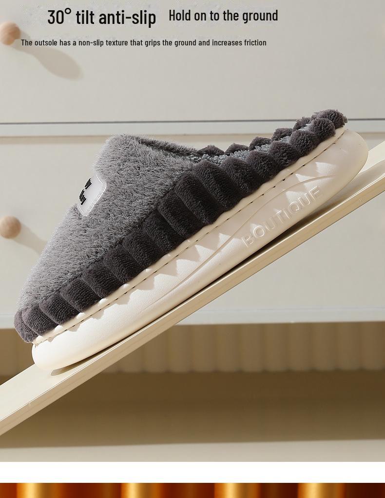 Chinelo de Algodão Masculino de Inverno 2023 com Sola Grossa: Quente, Durável, Pelúcia Antiderrapante, Tamanho Grande para Dormitórios de Estudantes