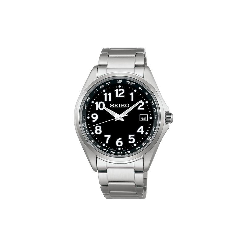 SEIKO Antimagnetic 100m Waterproof Solar Quartz Titanium Strap Men s Watch Black Dial SBTM329 чёрный