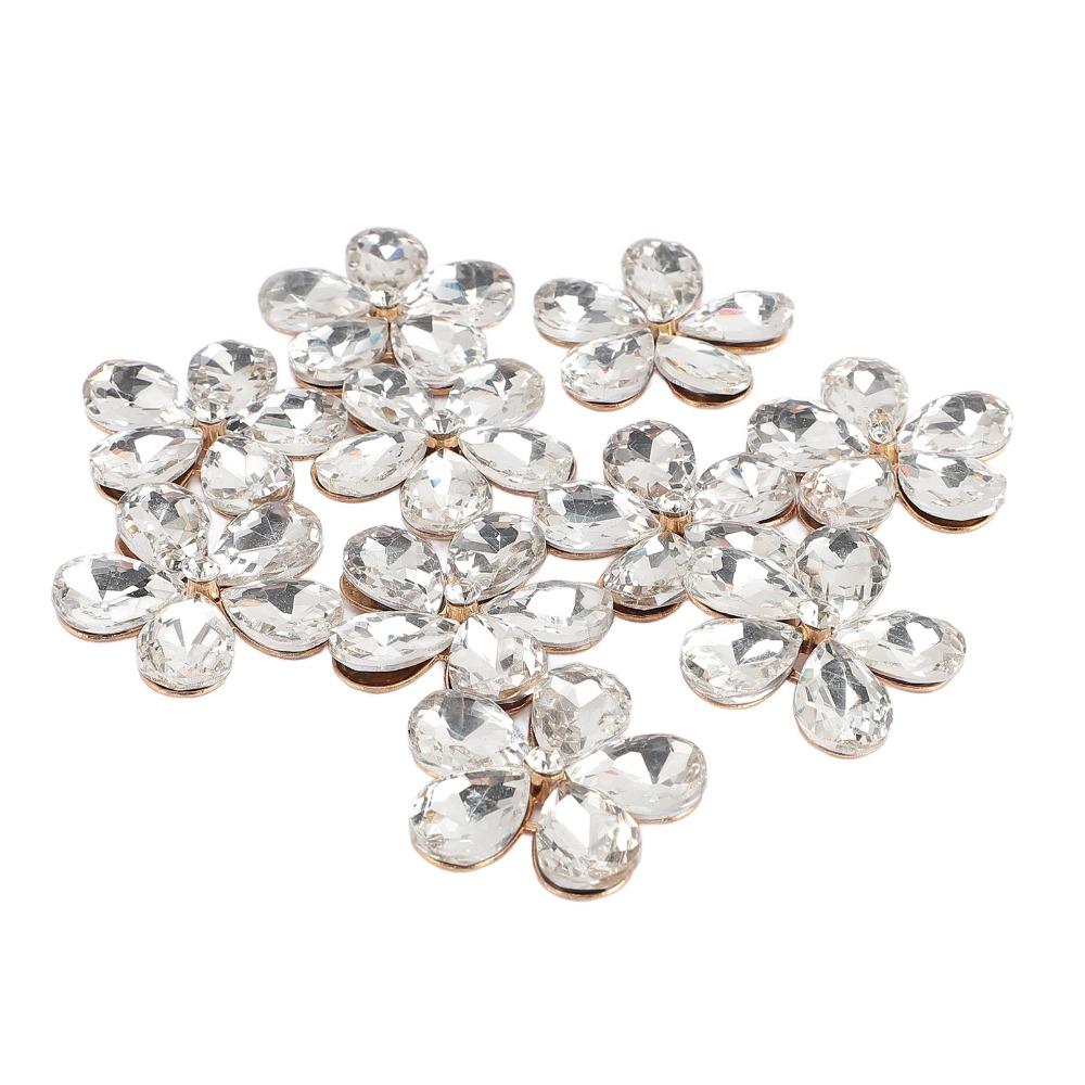 10pcs Zinc Alloy Flower Rhinestones Rhinestone Crystal Crystal Charms Flat Back Charms Beach Bag