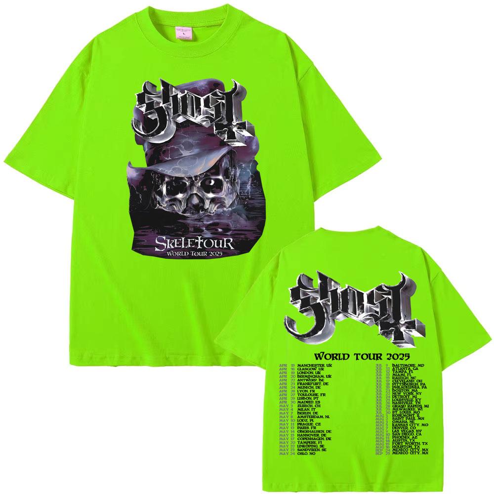 

Band Ghost Skeletour World Tour 2025 Print T-shirt Men Women Harajuku Vintage Gothic T-shirts Summer Loose Short Sleeve T Shirts 4XL