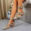 Fashion 2025 New Ladies Shoes Belt Buckle Women's Sandals Fashion Closed Toe Office and Career Summer Rome Retro Best Seller Heels Women