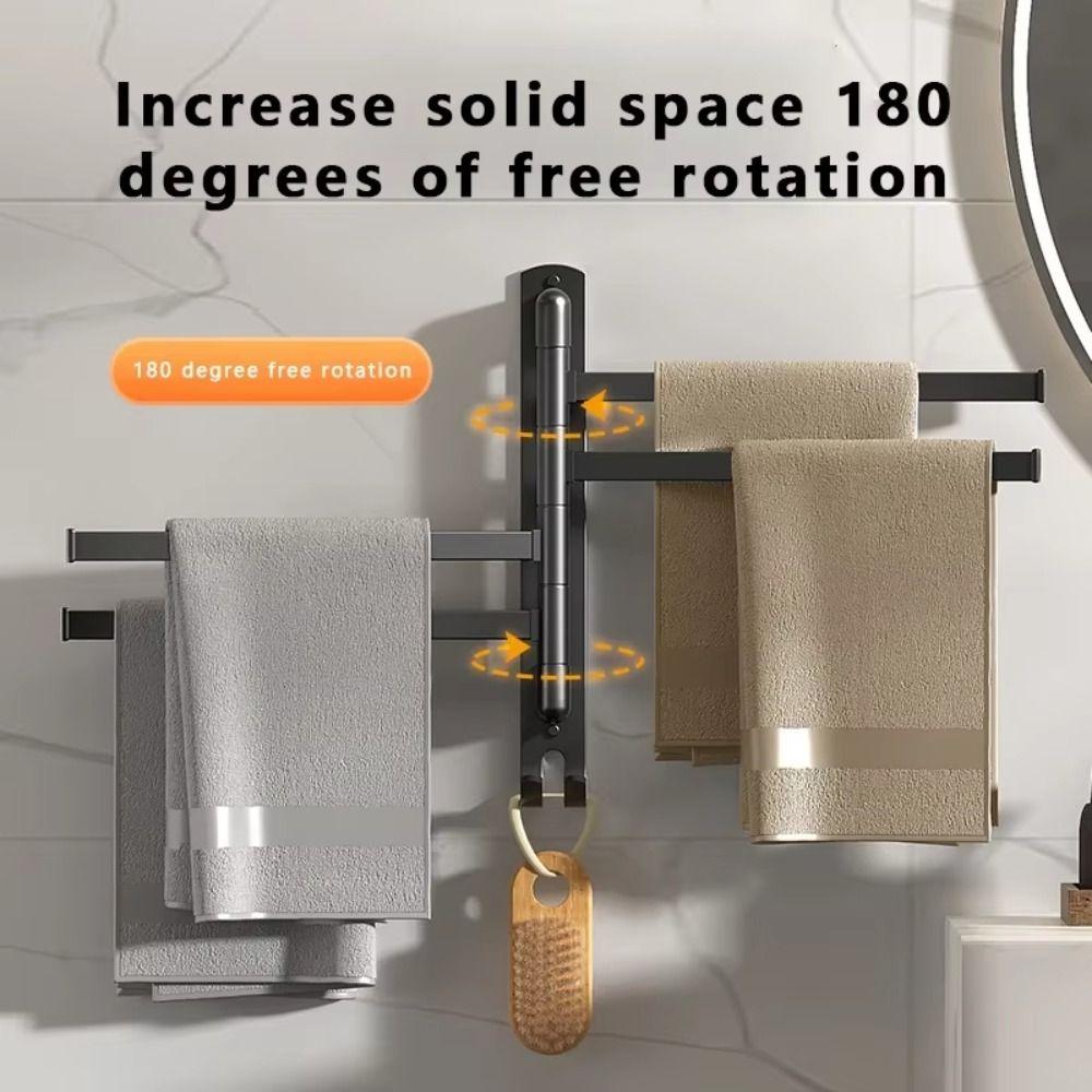 180°Rotating Suction Cup Towel Rack Multi-pole 2/3/4/5 Towel Bars Toilet Towel Rod Punch-free Wall-mounted Clothes Hanger