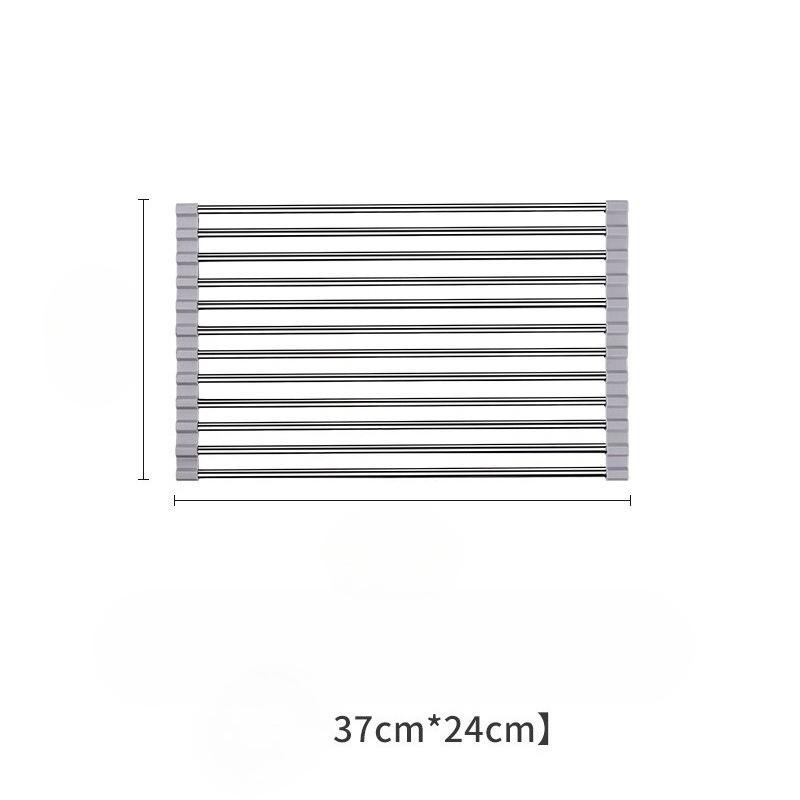 Deluxe Roll-Up Stainless Steel Dish Drying Rack - Space-Saving Over-The-Sink Design, Portable & Anti-Rust,  Dish Drying Rack for Kitchen Counter