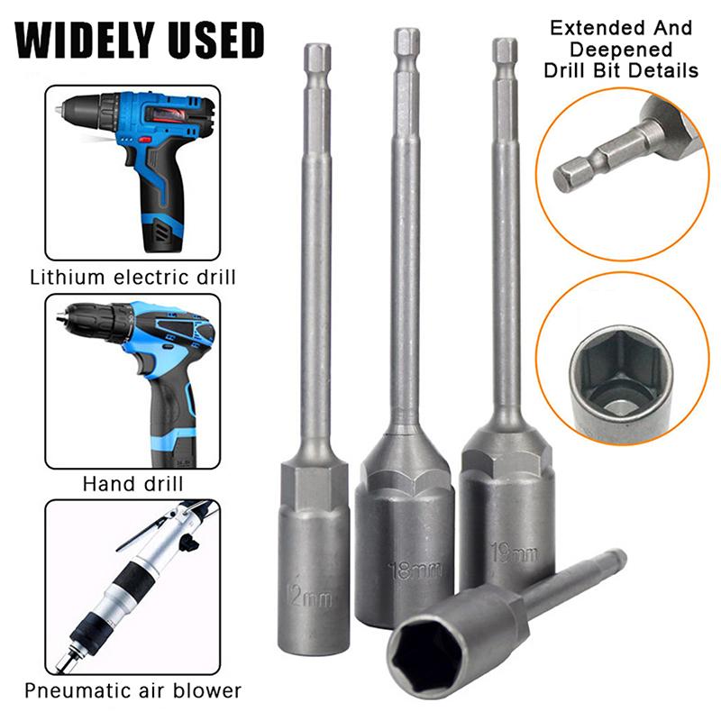 5.5-17Mm Long Shank Electric Drill Socket Head Bolt Nut Screwdriver Bit Impact Drill Bit Adapter Socket Wrench Extension Rod